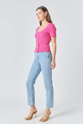 ENDLESS ROSE - Shank Button Knit Top - TOPS available at Objectrare