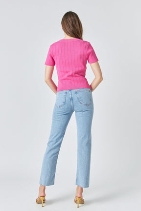 ENDLESS ROSE - Shank Button Knit Top - TOPS available at Objectrare