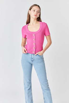 ENDLESS ROSE - Shank Button Knit Top - TOPS available at Objectrare
