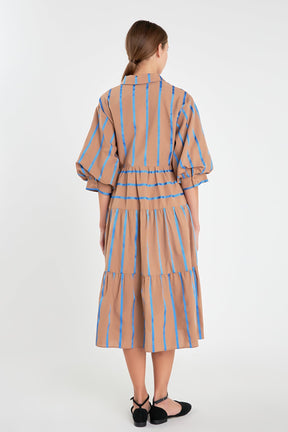 ENGLISH FACTORY - Striped Collared Midi Dress - DRESSES available at Objectrare