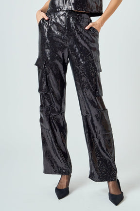 ENDLESS ROSE - Sequins Cargo Pants - PANTS available at Objectrare