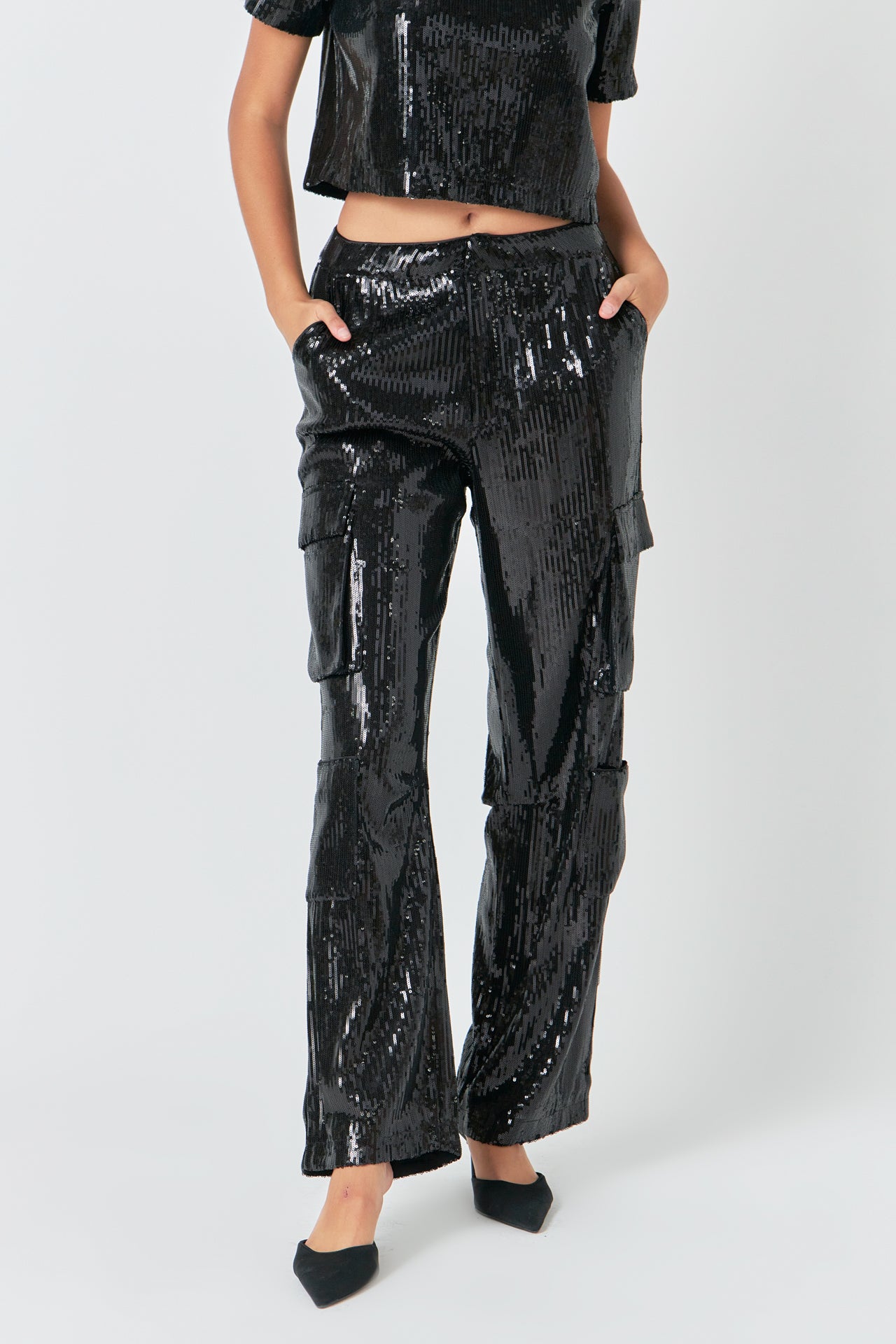 ENDLESS ROSE - Endless Rose - Sequins Cargo Pants - PANTS available at Objectrare