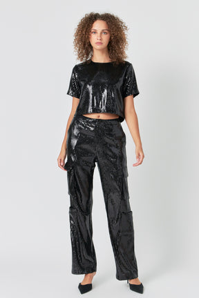 ENDLESS ROSE - Endless Rose - Sequins Cargo Pants - PANTS available at Objectrare