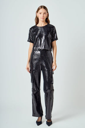 ENDLESS ROSE - Sequins Cargo Pants - PANTS available at Objectrare