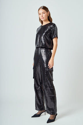 ENDLESS ROSE - Sequins Cargo Pants - PANTS available at Objectrare