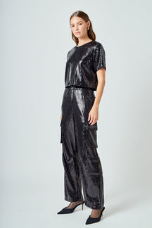 ENDLESS ROSE - Sequins Cargo Pants - PANTS available at Objectrare