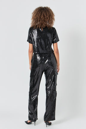 ENDLESS ROSE - Endless Rose - Sequins Cargo Pants - PANTS available at Objectrare