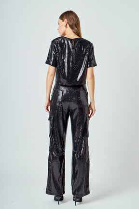 ENDLESS ROSE - Sequined Cargo Pants - PANTS available at Objectrare