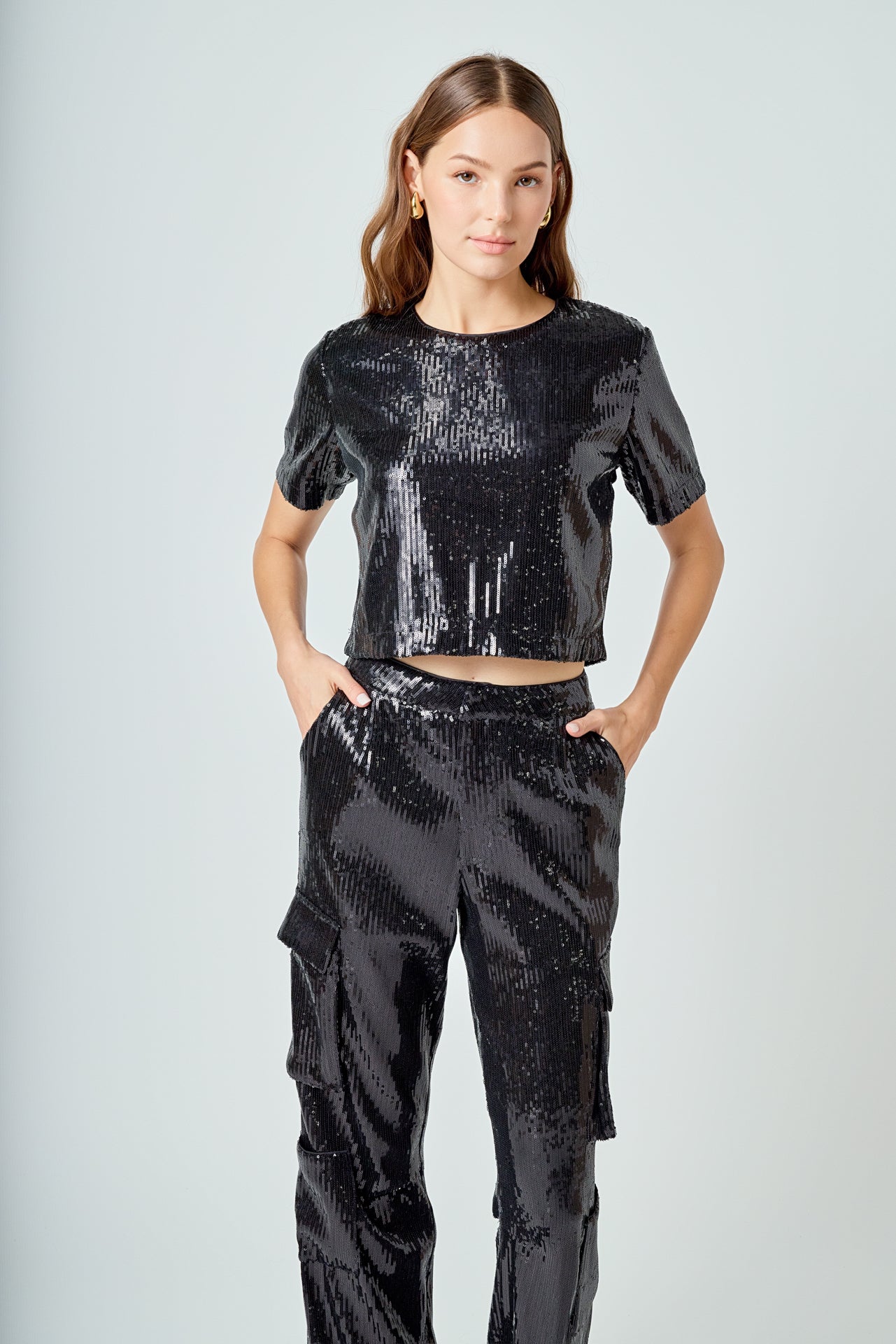 ENDLESS ROSE - Sequined Cargo Pants - PANTS available at Objectrare