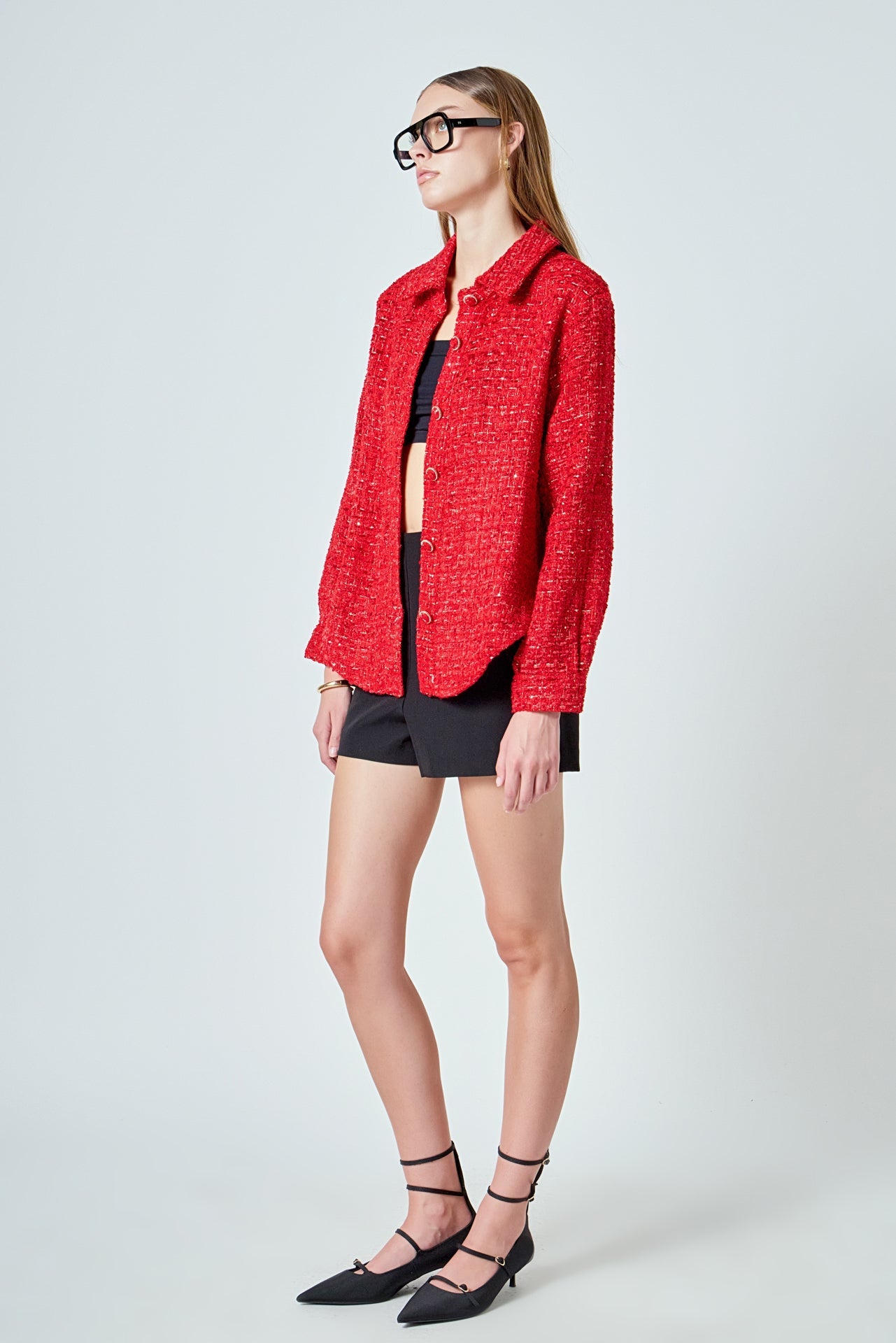 ENDLESS ROSE - Tweed Shirt - TOPS available at Objectrare