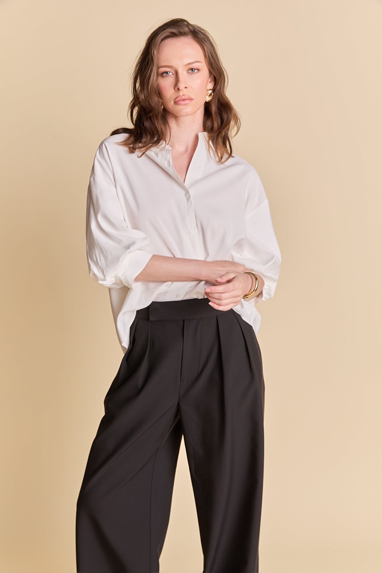 ENDLESS ROSE - Mid Rise Pleated Wide leg Trousers - PANTS available at Objectrare