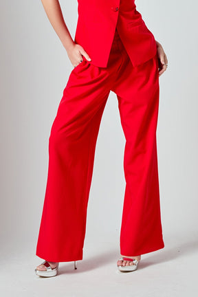 ENDLESS ROSE - Mid Rise Pleated Wide leg Trousers - PANTS available at Objectrare