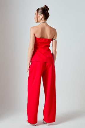 ENDLESS ROSE - Mid Rise Pleated Wide leg Trousers - PANTS available at Objectrare