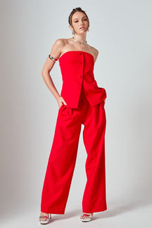 ENDLESS ROSE - Mid Rise Pleated Wide leg Trousers - PANTS available at Objectrare