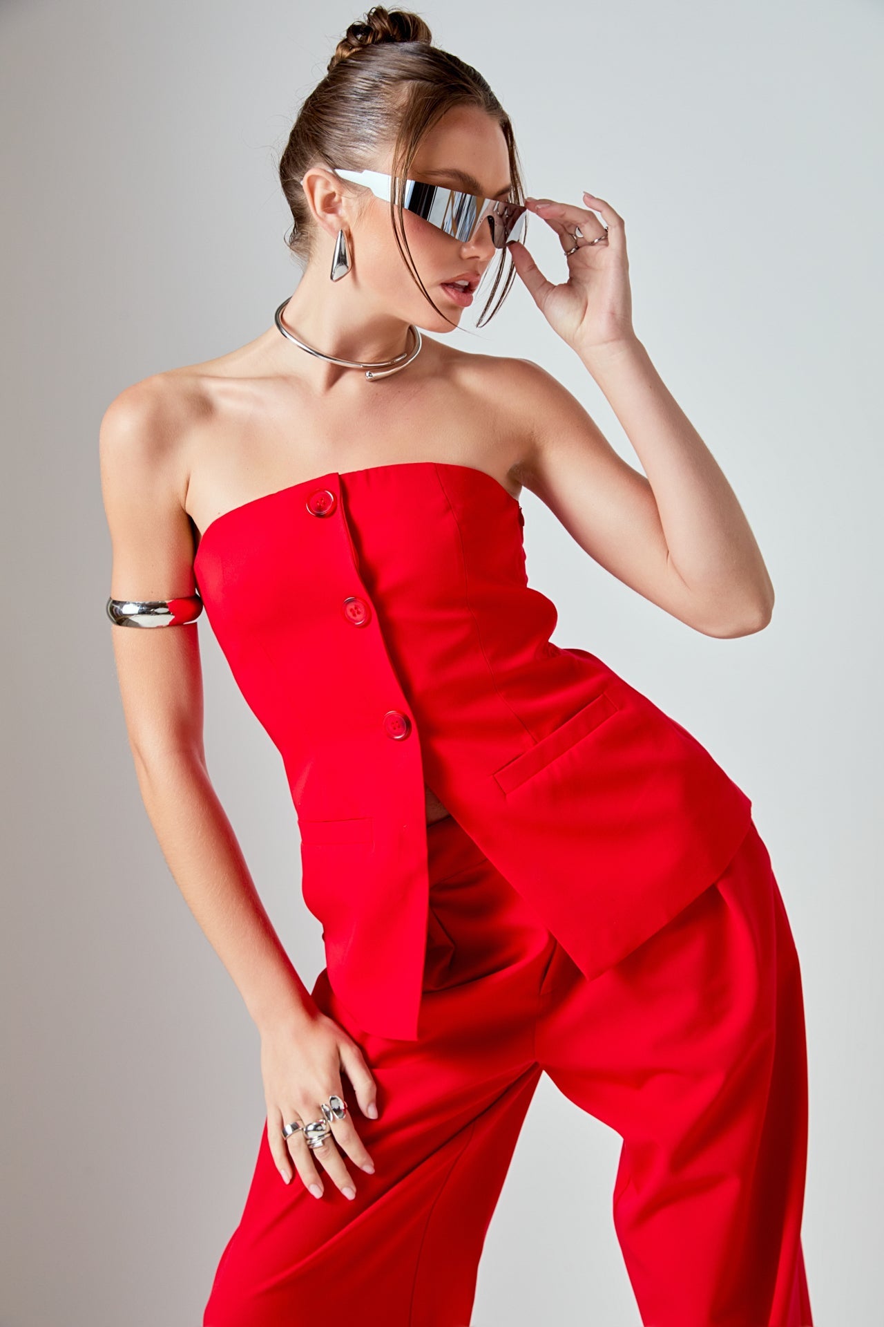 ENDLESS ROSE - Mid Rise Pleated Wide leg Trousers - PANTS available at Objectrare