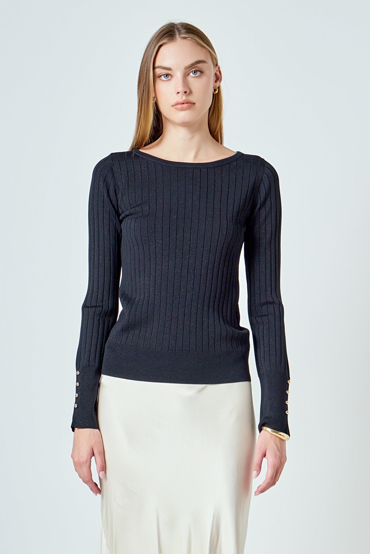 ENDLESS ROSE - Lurex Buttoned Long Sleeve Top - SWEATERS & KNITS available at Objectrare