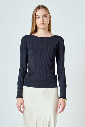 ENDLESS ROSE - Lurex Buttoned Long Sleeve Top - SWEATERS & KNITS available at Objectrare