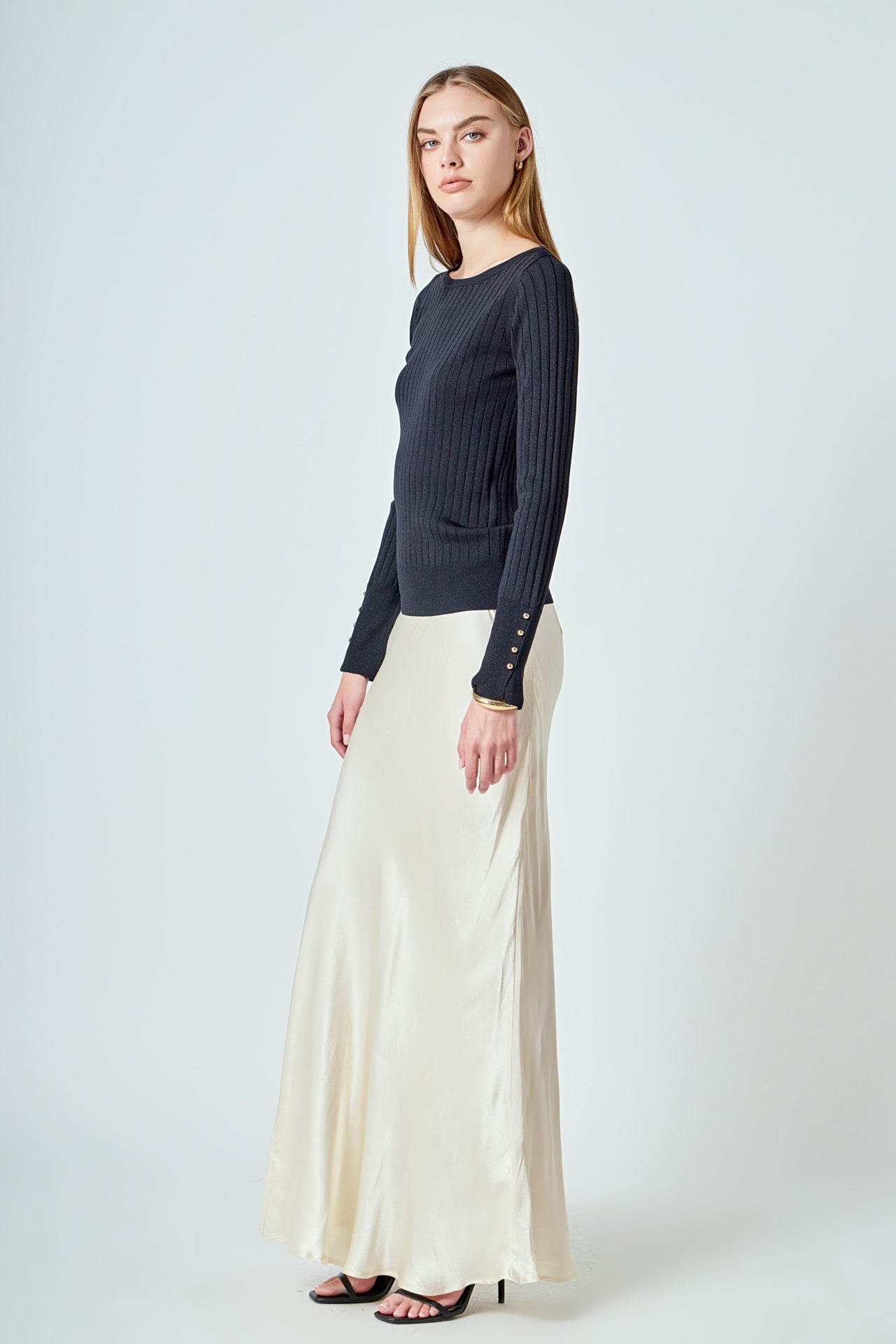 ENDLESS ROSE - Lurex Buttoned Long Sleeve Top - SWEATERS & KNITS available at Objectrare