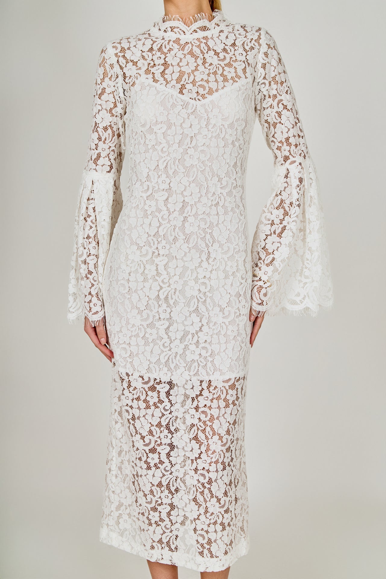 Lace Column Midi Dress