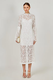 Lace Column Midi Dress