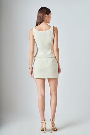 ENDLESS ROSE - Tweed Bow Belt Mini Skirt - SKIRTS available at Objectrare