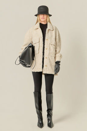 ENGLISH FACTORY - Oversized Sherpa Jacket - JACKETS available at Objectrare