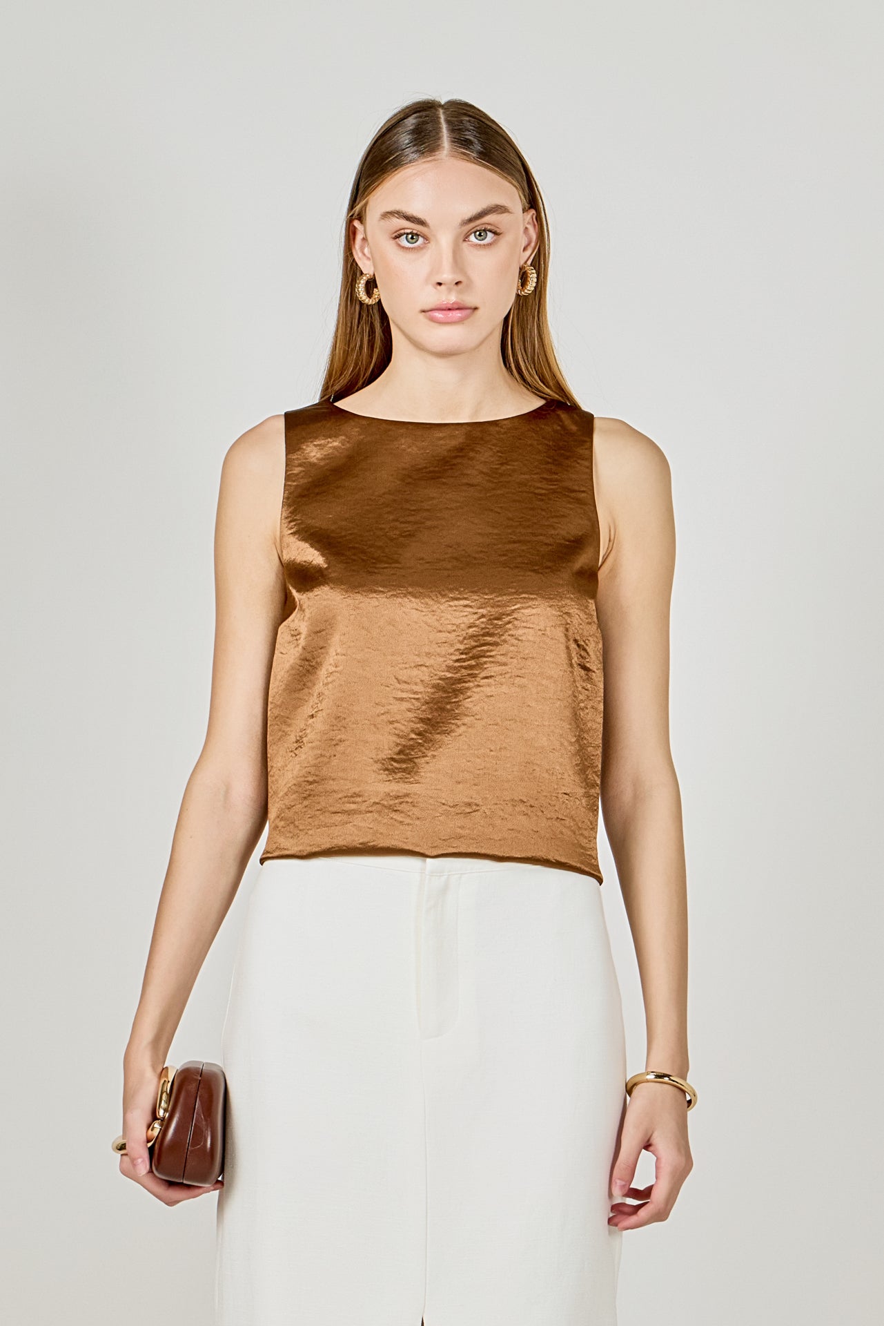 ENDLESS ROSE - Satin Velvet Square Neck Long Top - TOPS available at Objectrare