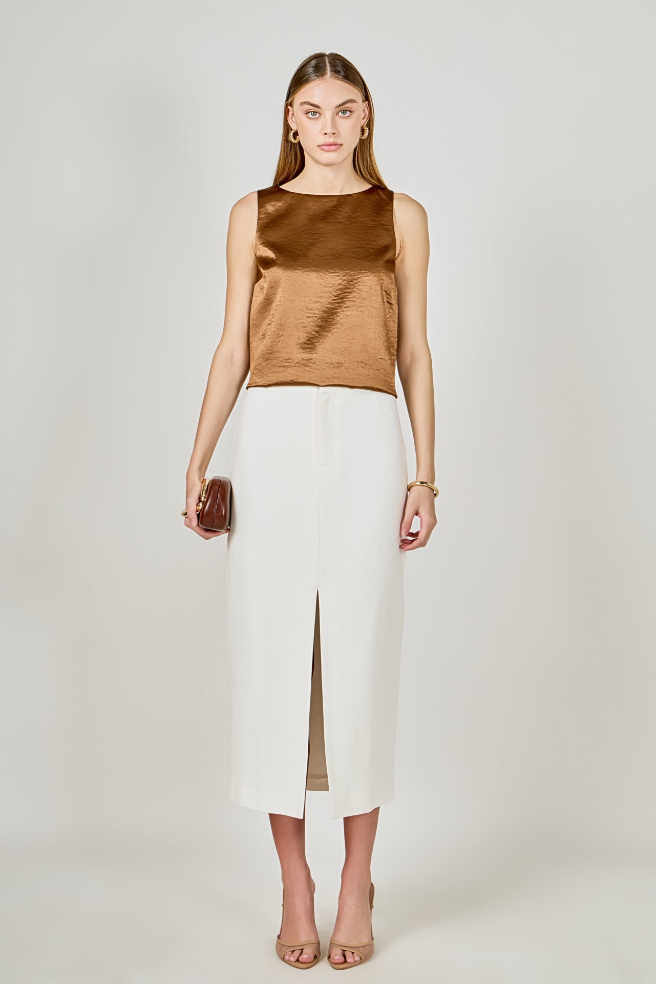 ENDLESS ROSE - Satin Velvet Square Neck Long Top - TOPS available at Objectrare