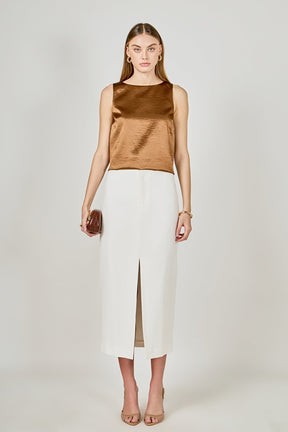 ENDLESS ROSE - Satin Velvet Square Neck Long Top - TOPS available at Objectrare