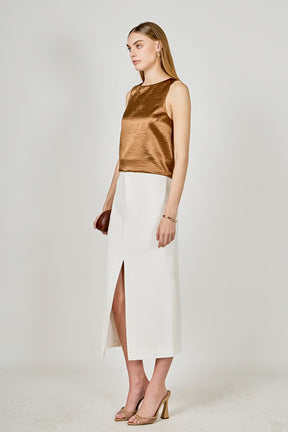 ENDLESS ROSE - Satin Velvet Square Neck Long Top - TOPS available at Objectrare