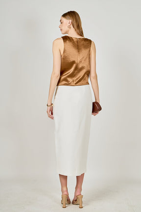 ENDLESS ROSE - Satin Velvet Square Neck Long Top - TOPS available at Objectrare