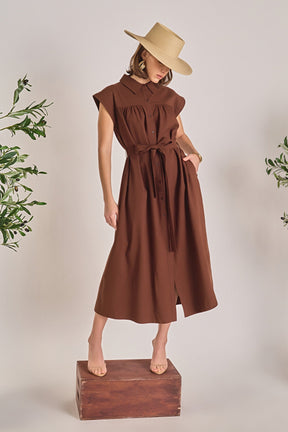 ENGLISH FACTORY - Linen Belted Midi Dress - DRESSES available at Objectrare