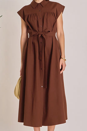 ENGLISH FACTORY - Linen Belted Midi Dress - DRESSES available at Objectrare