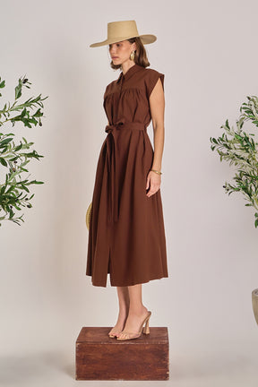 ENGLISH FACTORY - Linen Belted Midi Dress - DRESSES available at Objectrare