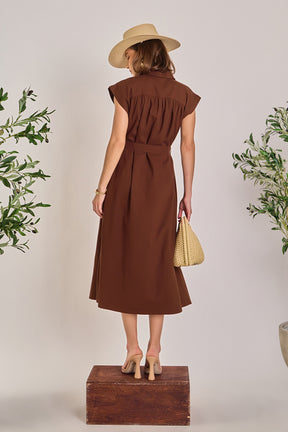 ENGLISH FACTORY - Linen Belted Midi Dress - DRESSES available at Objectrare