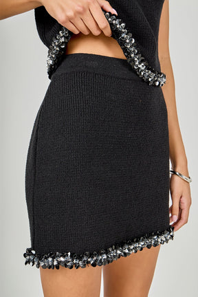 Jewel Trim Knit mini Skirt