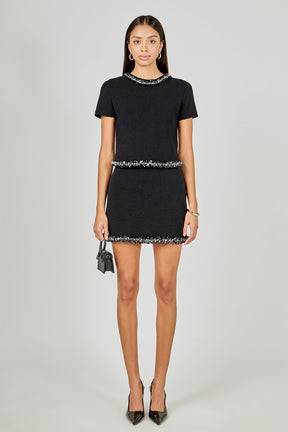 Jewel Trim Knit mini Skirt