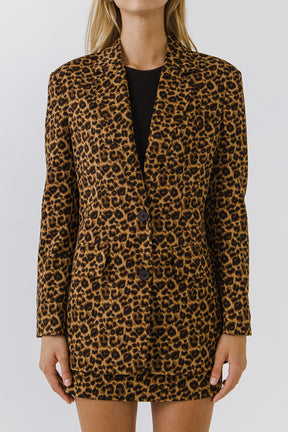 ENDLESS ROSE - Leopard Print Boyfriend Blazer - BLAZERS available at Objectrare