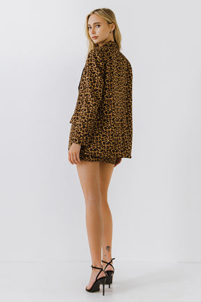 ENDLESS ROSE - Leopard Print Boyfriend Blazer - BLAZERS available at Objectrare