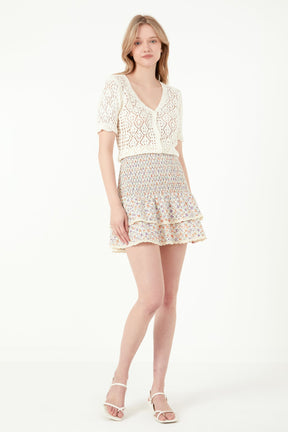 FREE THE ROSES - Free The Roses - Embroidered Floral Crossed Tiered Mini Skirt - SKIRTS available at Objectrare