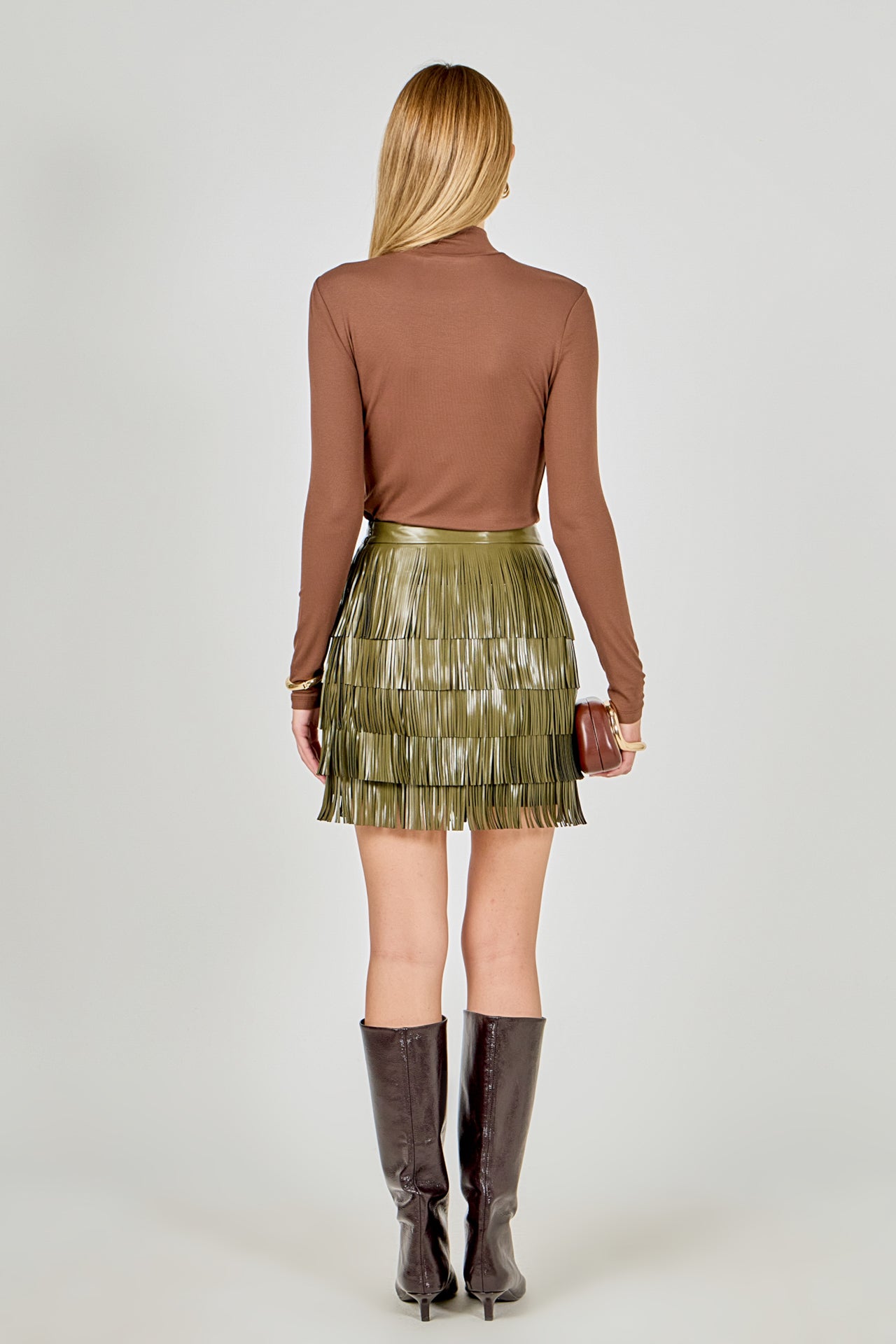 アナRich I　ATTACHMENT LEATEHR FRINGE Elara Fringe Halter - Jet Black – LENY