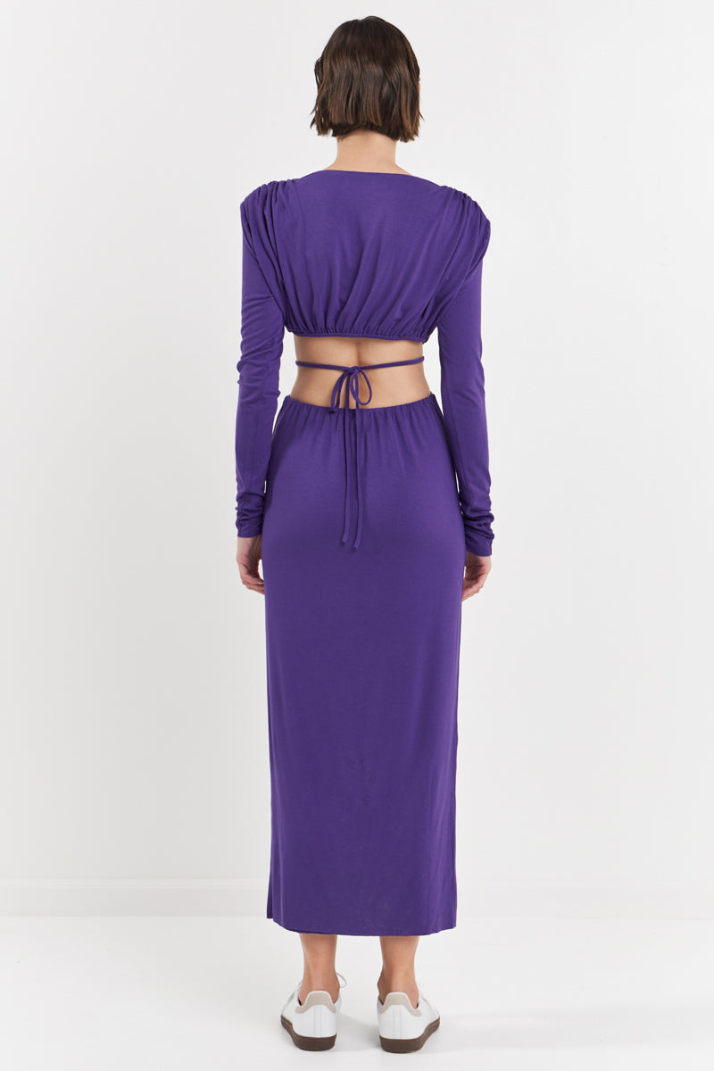 GREY LAB - Long Sleeve Open-Back Maxi Dress - DRESSES available at Objectrare