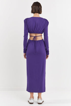 GREY LAB - Long Sleeve Open-Back Maxi Dress - DRESSES available at Objectrare