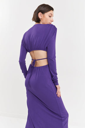 GREY LAB - Long Sleeve Open-Back Maxi Dress - DRESSES available at Objectrare