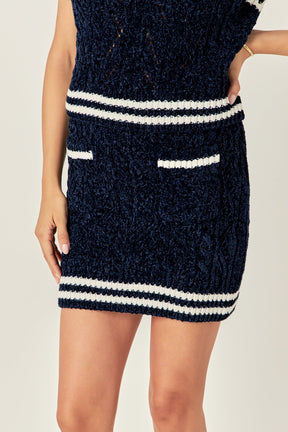 ENGLISH FACTORY - Chenille Contrast Mini Skirt - SKIRTS available at Objectrare