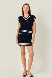 ENGLISH FACTORY - Chenille Contrast Mini Skirt - SKIRTS available at Objectrare