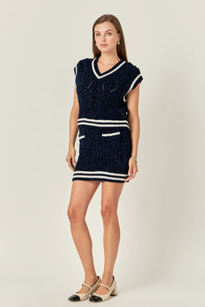 ENGLISH FACTORY - Chenille Contrast Mini Skirt - SKIRTS available at Objectrare