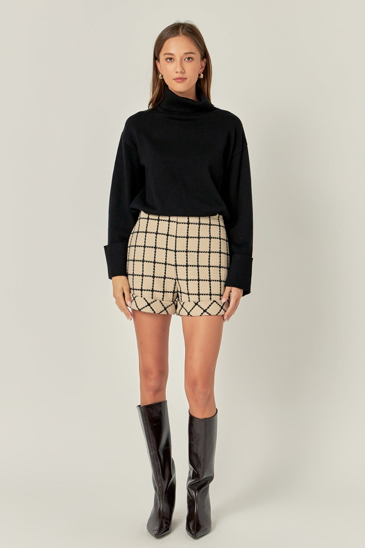 Plaid Cuffed Shorts