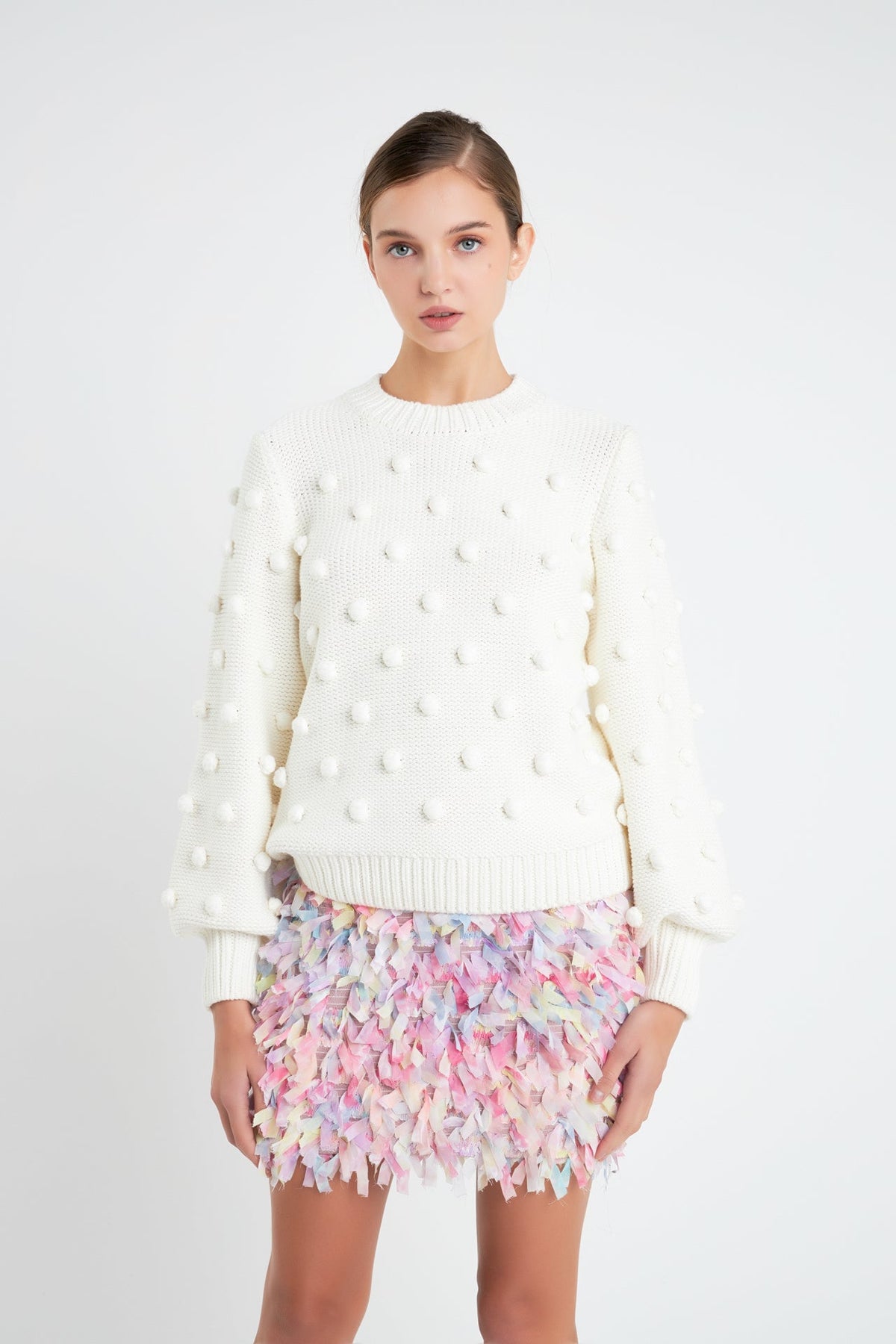 ENGLISH FACTORY - English Factory - Pom Pom Pattern Long Sleeve Sweater - SWEATERS & KNITS available at Objectrare