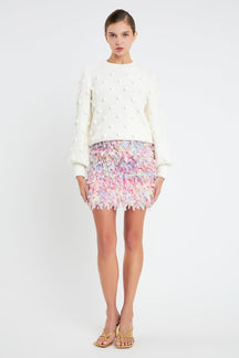 ENGLISH FACTORY - Pom Pom Pattern Long Sleeve Sweater - SWEATERS & KNITS available at Objectrare